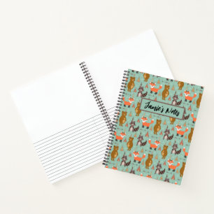 Cuaderno Niños Acampando Fuera Mapache Zorro Oso Pardo