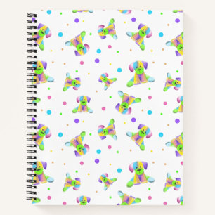 Cuaderno niños arcoíris perro cachorro lunares brillantes c