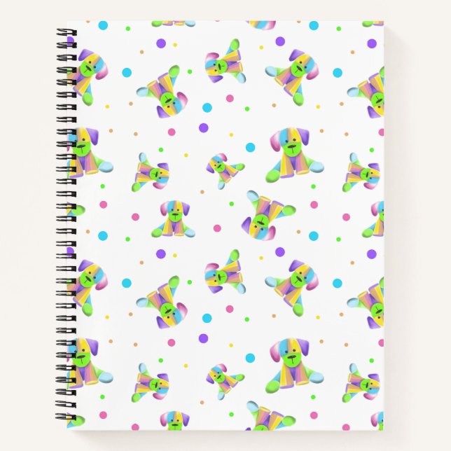 Cuaderno niños arcoíris perro cachorro lunares brillantes c (Anverso)