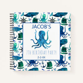Cuaderno Niños Bajo El Mar Acuarela Octopus Náutico