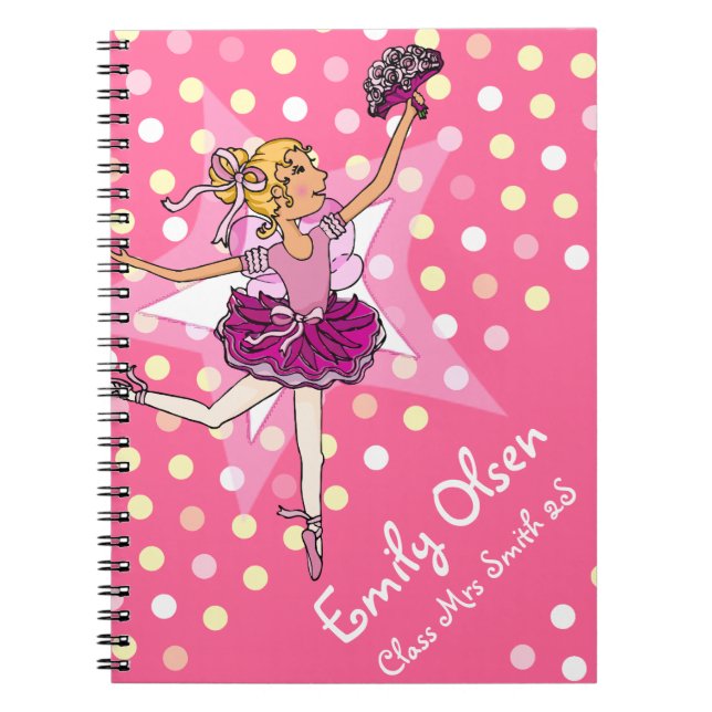 Cuaderno Niños chicas nombrados bailarina chica rosa (Frente)
