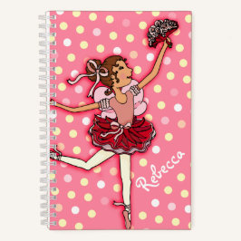 Cuaderno Niños chicas nombre bailarina punto de polka rosa