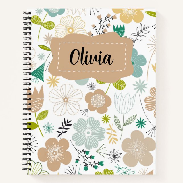 Cuaderno Niños con flores personalizadas lindas (Anverso)