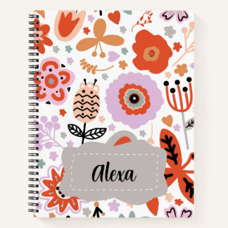 Cuaderno Niños con flores personalizadas lindas