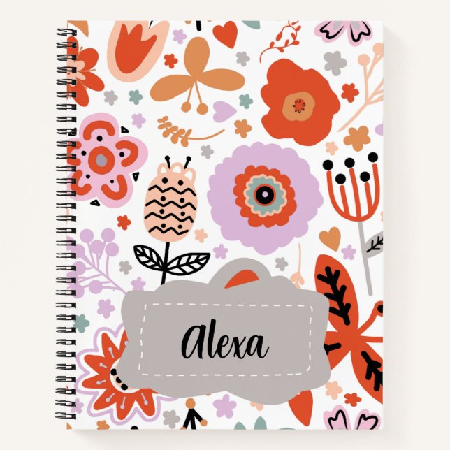 Cuaderno Niños con flores personalizadas lindas (Anverso)