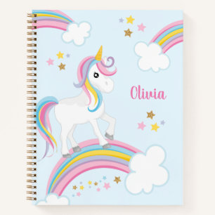 Cuaderno Niños con unicornio arcoiris mágico personalizados