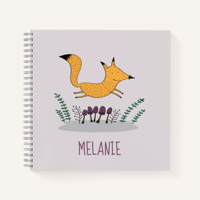 Cuaderno Niños de Ilustracion de Fox Cute Personalizados (Anverso)