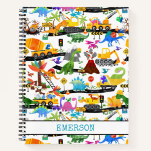 Cuaderno Niños de la construcción de dinosaurios acuarelas