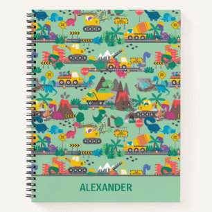Cuaderno Niños de la construcción de dinosaurios personaliz