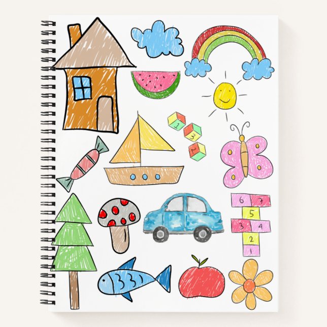 Cuaderno Niños Dibujan Diseño De Doodle Para La Escuela  (Anverso)