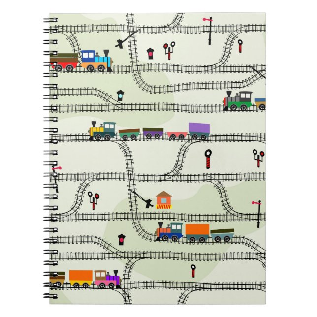 Cuaderno Niños divertidos con vías fluidas de tren con loco (Frente)
