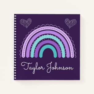 Cuaderno Niños educados boho arcoiris en equipo portátil mo