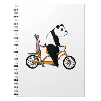 Cuaderno Niños en bicicleta de tándem panda y conejo