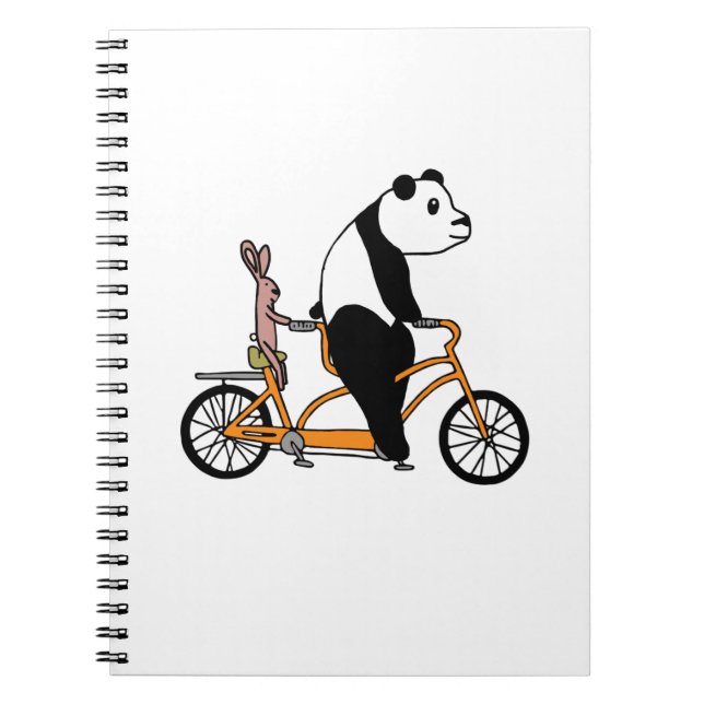Cuaderno Niños en bicicleta de tándem panda y conejo (Frente)
