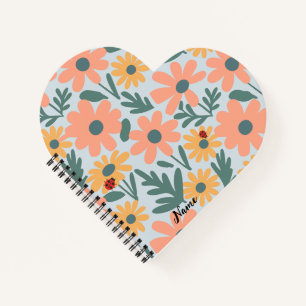 Cuaderno niños Hermosa Mariquita Lunares Patrón de Flor de