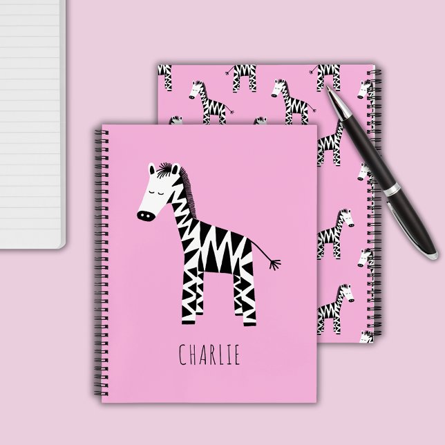 Cuaderno Niños lindos cebra (Pink Zebra personalized notebooks)