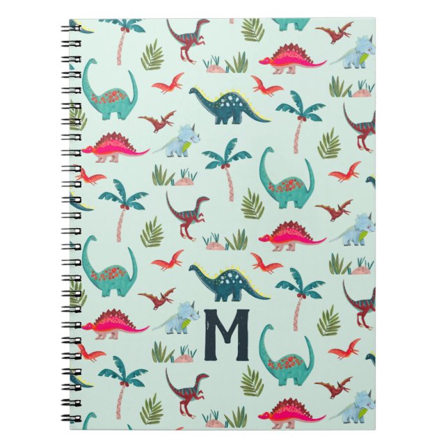 Cuaderno Niños lindos con dinosaurios estampado total (Frente)