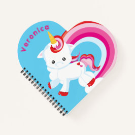 Cuaderno Niños Lindos Unicornio Arcoíris Forma de Corazón
