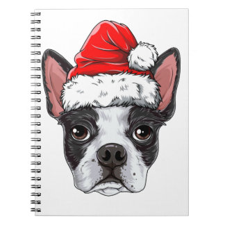 Cuaderno Niños Navidades del Boston Terrier Santa T Shirt