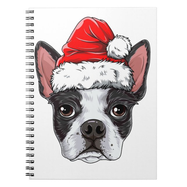 Cuaderno Niños Navidades del Boston Terrier Santa T Shirt (Frente)