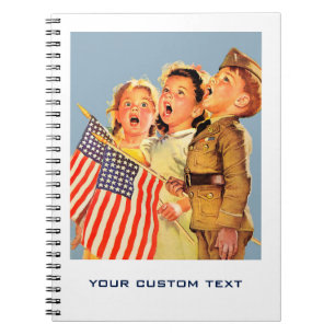 Cuaderno Niños patrióticos Arte de época de los años 40