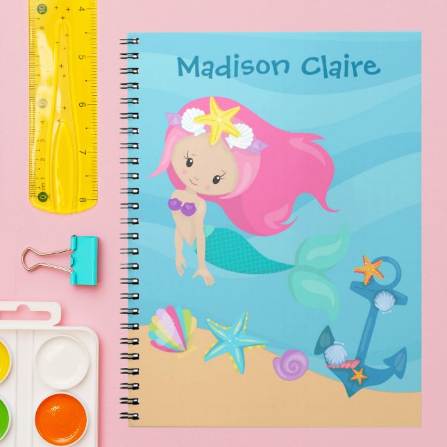 Cuaderno Niños Personalizados de pelo rosado Chica de la pl (Subido por el creador)