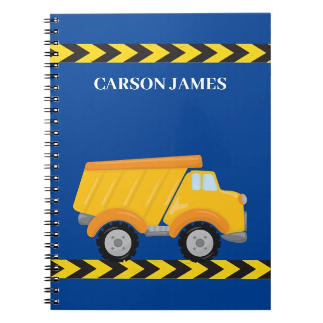 Cuaderno Niños personalizados Dump Camión Azul niños (Frente)