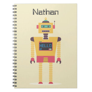 Cuaderno Niños personalizados ilustracion retro del robot