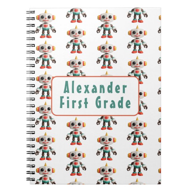 Cuaderno Niños Robot Personalizables (Frente)