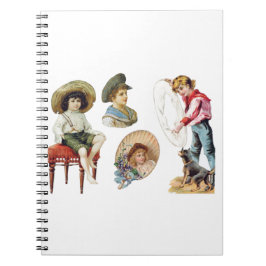 Cuaderno Niños Victorianos Encantadores y Collage de Perro