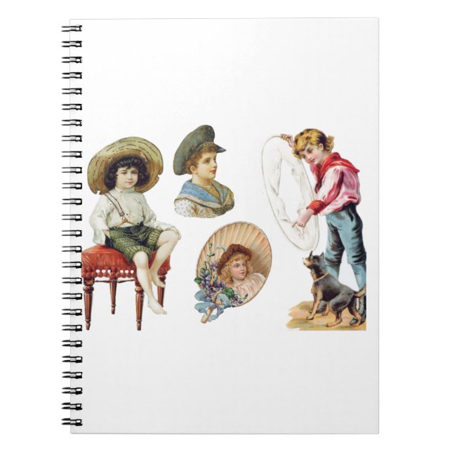Cuaderno Niños Victorianos Encantadores y Collage de Perro (Frente)
