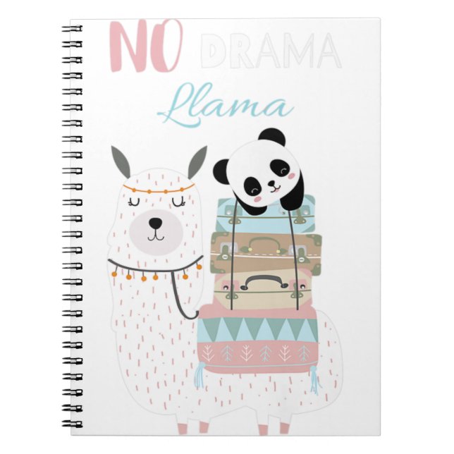 Cuaderno No hay drama Llama Cute Panda montar a Llama Prem  (Frente)