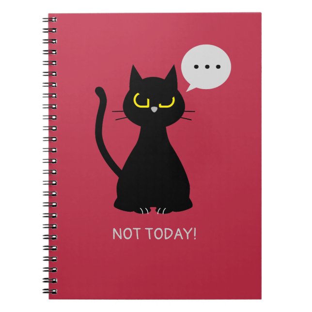 Cuaderno ¡NO HOY! Portátil Grumpy Black Cat (Frente)
