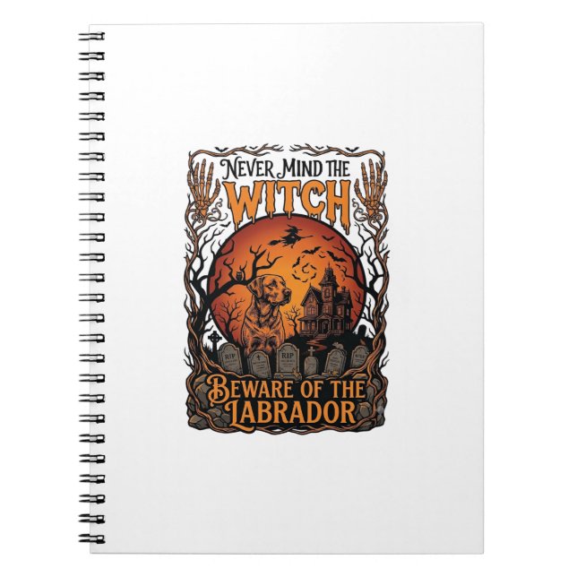 Cuaderno No importa Bruja Cuidado Labrador Halloween Embruj (Frente)