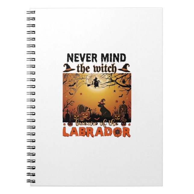 Cuaderno No Importa Bruja Cuidado Labrador Halloween Perro  (Frente)