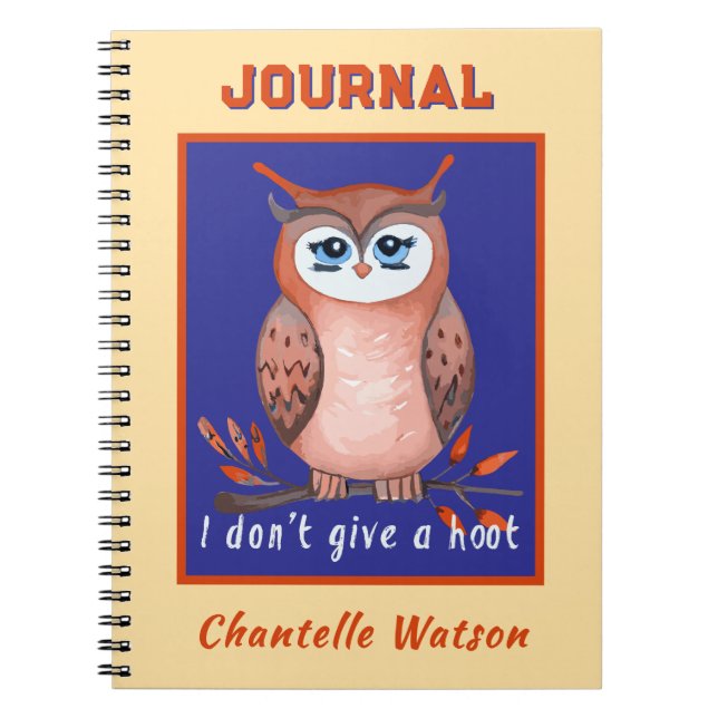 Cuaderno No le doy una patada, amante de los búhos personal (Frente)