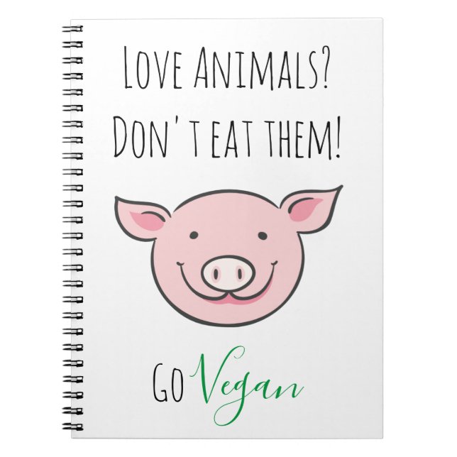 Cuaderno No los comas Vegan con lindos animales de granja p (Frente)