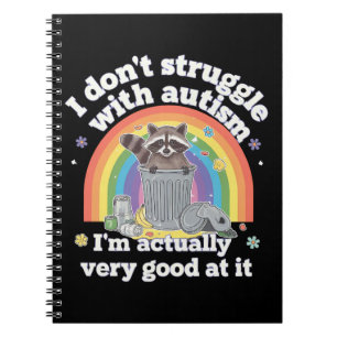 Cuaderno No Lucho Con El Autismo Autista Raccoon Gracioso