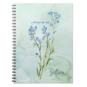 Cuaderno No me olvides Flor de jardín acuarela personalizad