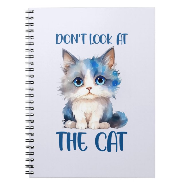 Cuaderno No mires al gato - Adorable gatito azul (Frente)