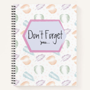 Cuaderno No olviden contraseña patrón de pluma de bloc