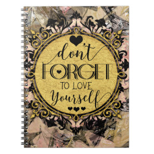 Cuaderno No Olvides Amarte Mármol Negro Remolino