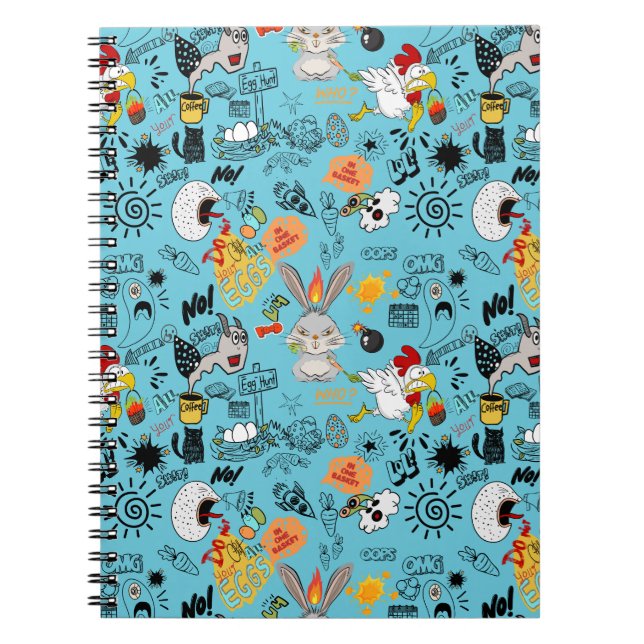 Cuaderno No pongas todos tus huevos en un doodle de cesta (Frente)