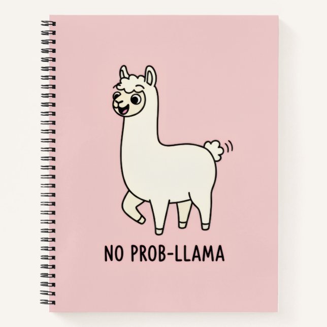 Cuaderno "No Prob-Llama" Cute Llama Doodle - Chill Vibe (Anverso)