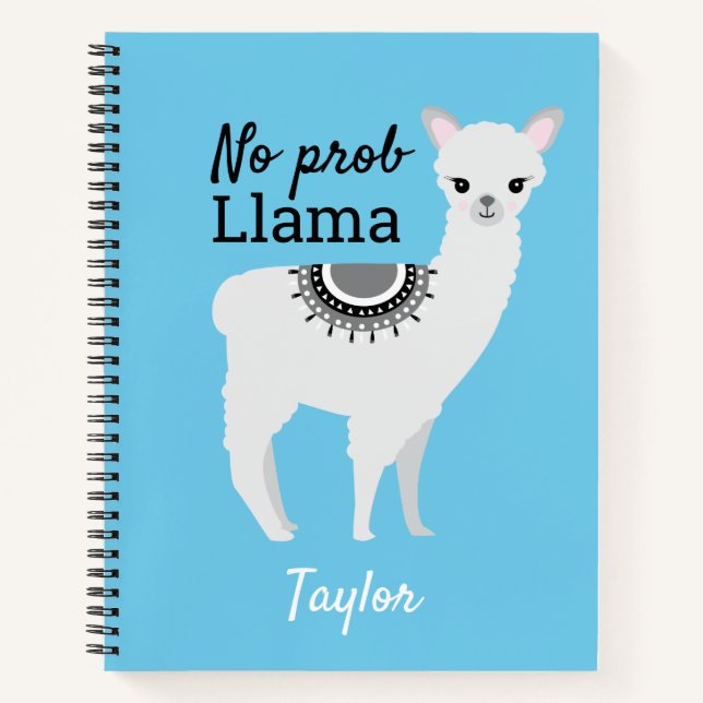 Cuaderno No ProbLlama Personalizada Llama Azul (Anverso)
