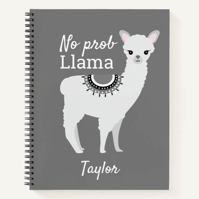 Cuaderno No ProbLlama Personalizada Llama Gray (Anverso)