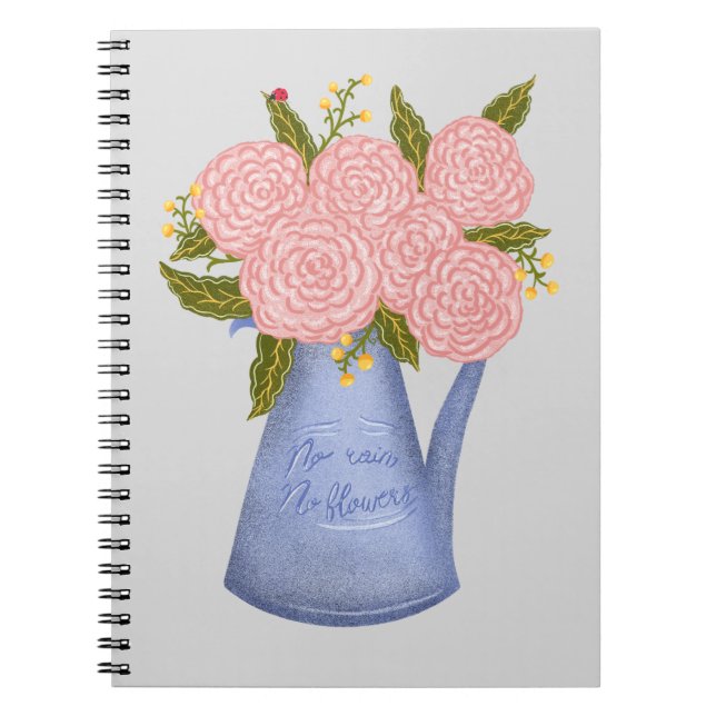 Cuaderno No rain no flowers watering can with flowers (Frente)