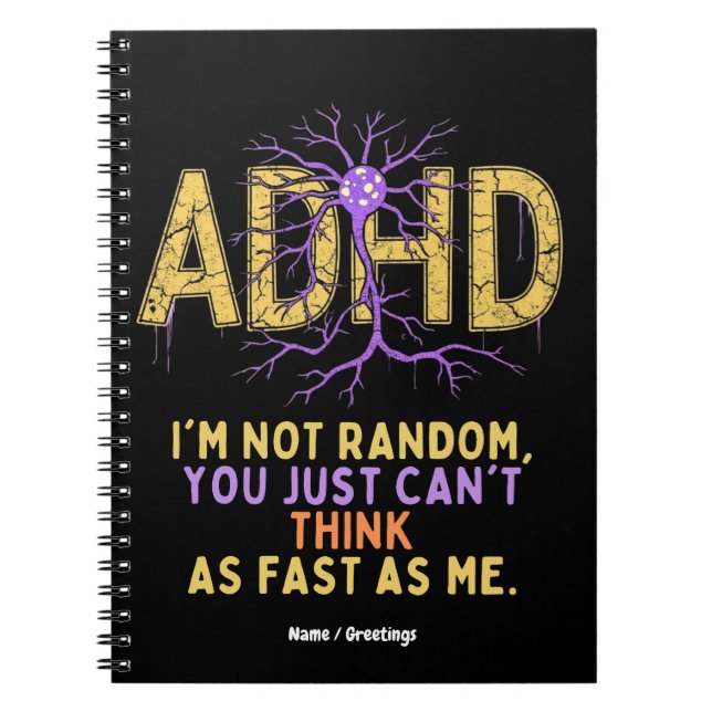 Cuaderno No Soy Divertido al Azar Tengo ADHD Cita Regalo Ge (Frente)