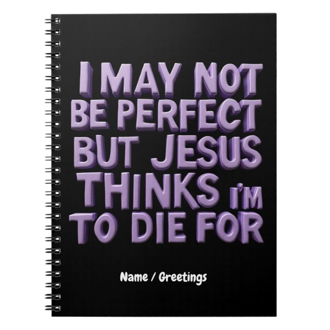 Cuaderno No soy perfecto, pero Jesús murió por mí (Frente)