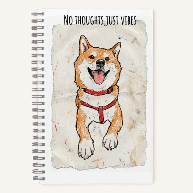 Cuaderno No Thoughts, Just Vibes – Shiba Inu Sketch Journal (Anverso)